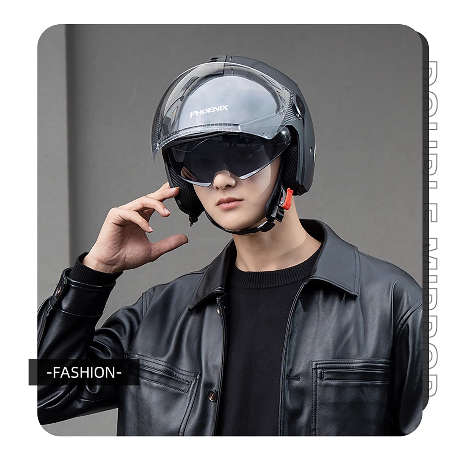 Phoenix New National Standard Class A 3C Certified Electric Motorcycle Helmet with Dual Anti-Fog Lenses Matte Black Neck Warmer Unisex Four-Season 3/4 Half Helmet Winter Warm Safety Cap 4
