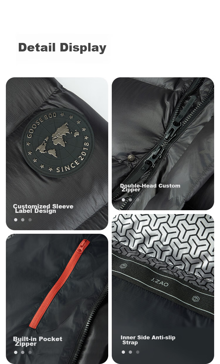 JD Original Black And Gold Goose down Jacket, Unisex Long Style Winter Coat for Couples, Thickened Outerwear Men's Clothing, Black XL 15