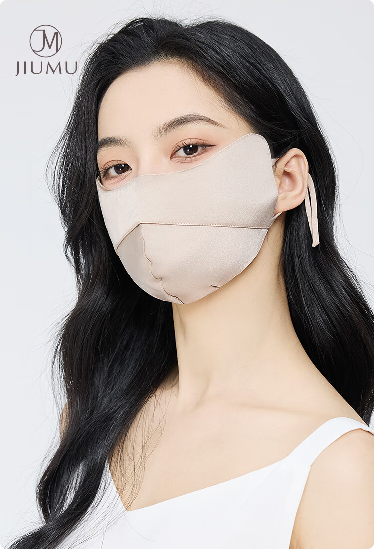 JIUMU Silk Sun Protection Face Mask for Women, Summer Driving UV Protection, Breathable Full-Face Mulberry Silk Sunshade Mask 1