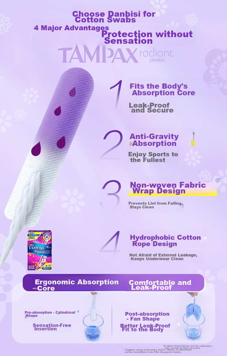 TAMPAX Easy-Insert Long Tampons, High Flow, 16 Count, Built-In Cotton Pads, Sold by JD, Summer Comfort Protectio 5