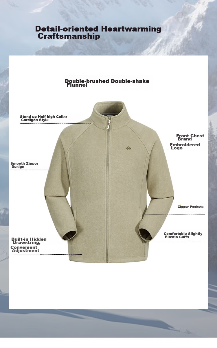 Pioneer Camp Fleece Jacket for Men, Autumn And Winter Sherpa Fleece Coat, Thickened Stand Collar Outdoor Sports Hiking Warm Outerwear 9