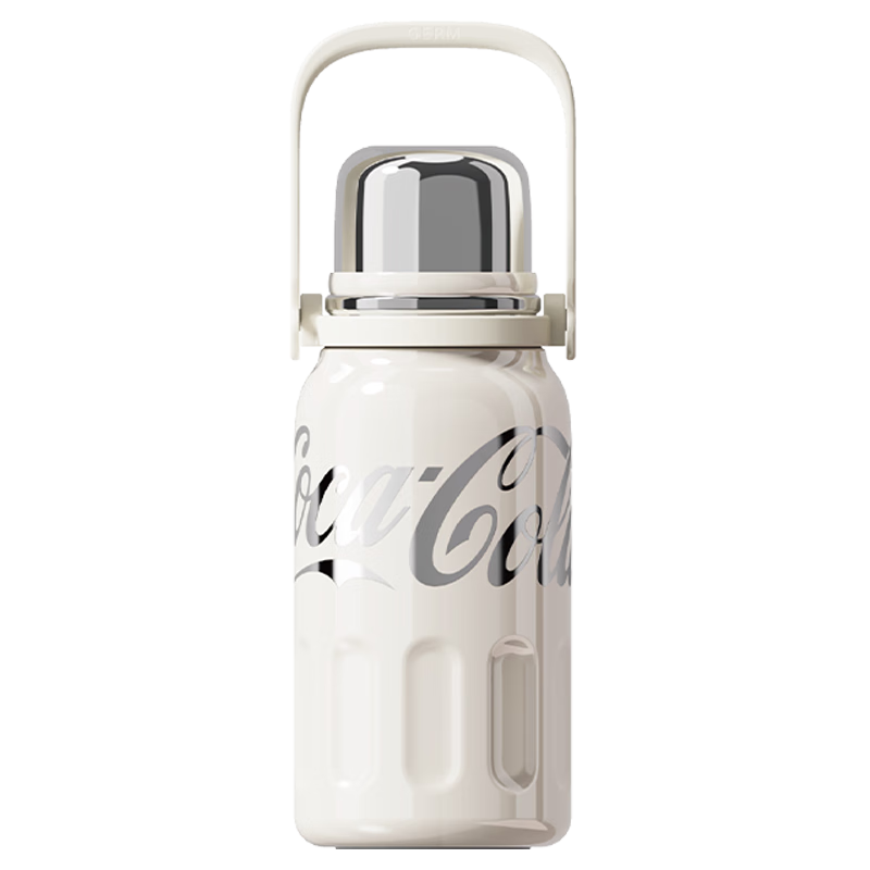 Germ Coca-Cola Insulated Mug, Sports Water Bottle for Men And Women, Large Capacity Car Cup, Student Tumbler, 1200ML, Starlight White
