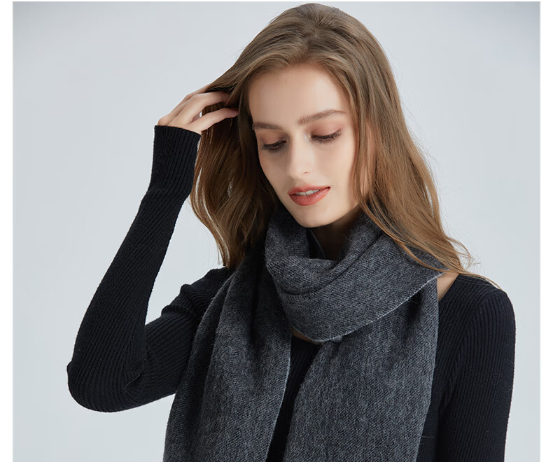 ELLE [Gift Box] 100% Wool Scarf for Women, Double-Sided Autumn And Winter Thick Warm Shawl Neck Wrap Gift Mid-Autumn Festival 10