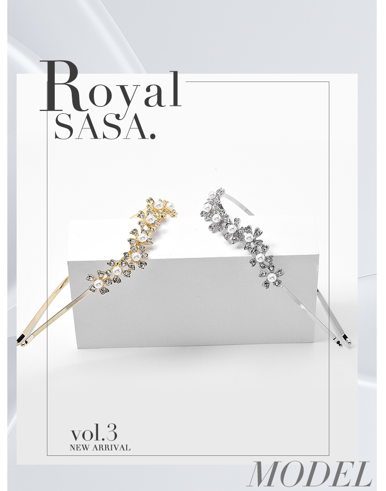 Royal Sasa Hair Accessories, Headbands, Hairpins, Alloy Imitation Crystal, Gold Color 1