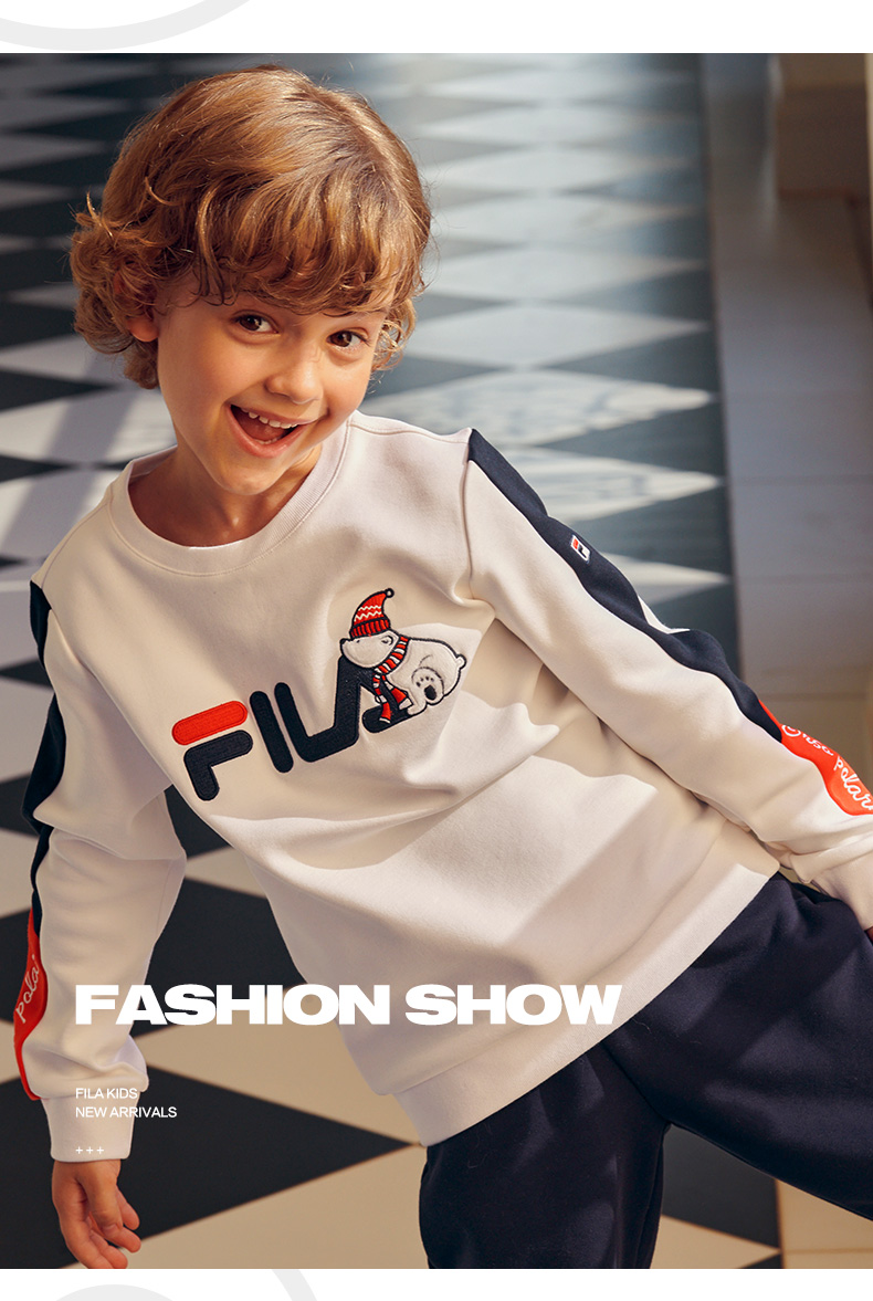 fila斐乐童装儿童秋装2021春秋新款潮男童洋气宽松套头宝宝卫衣-105