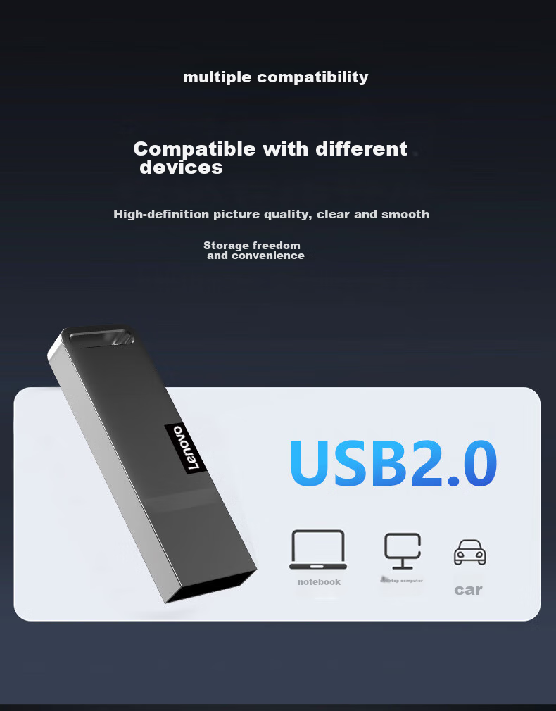 Lianxiang (Lenovo) 16GB USB2.0 Mobile Flash Drive K110, Compact And Portable, Shockproof And Drop-Resistant, Metal Mini Car USB Drive 7