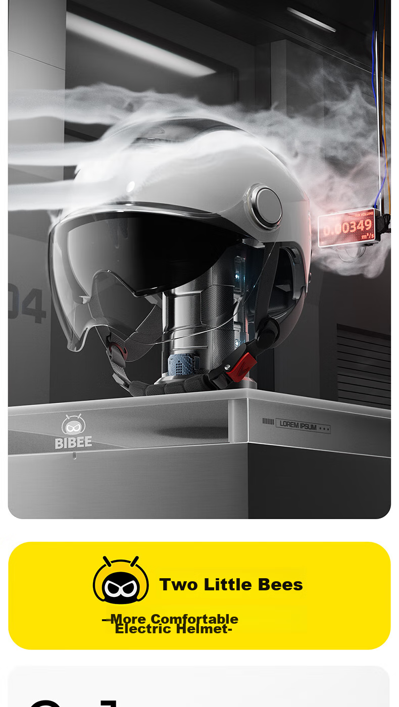 Two Little Bees 3C Certified Electric Vehicle Helmet Motorcycle Four-Season Universal Half Helmet Sun Protection Anti-Fog Dual Lens Zero-Pressure Skylight Unisex Electric Bike Helmet TK47 Zero-Pressur 59