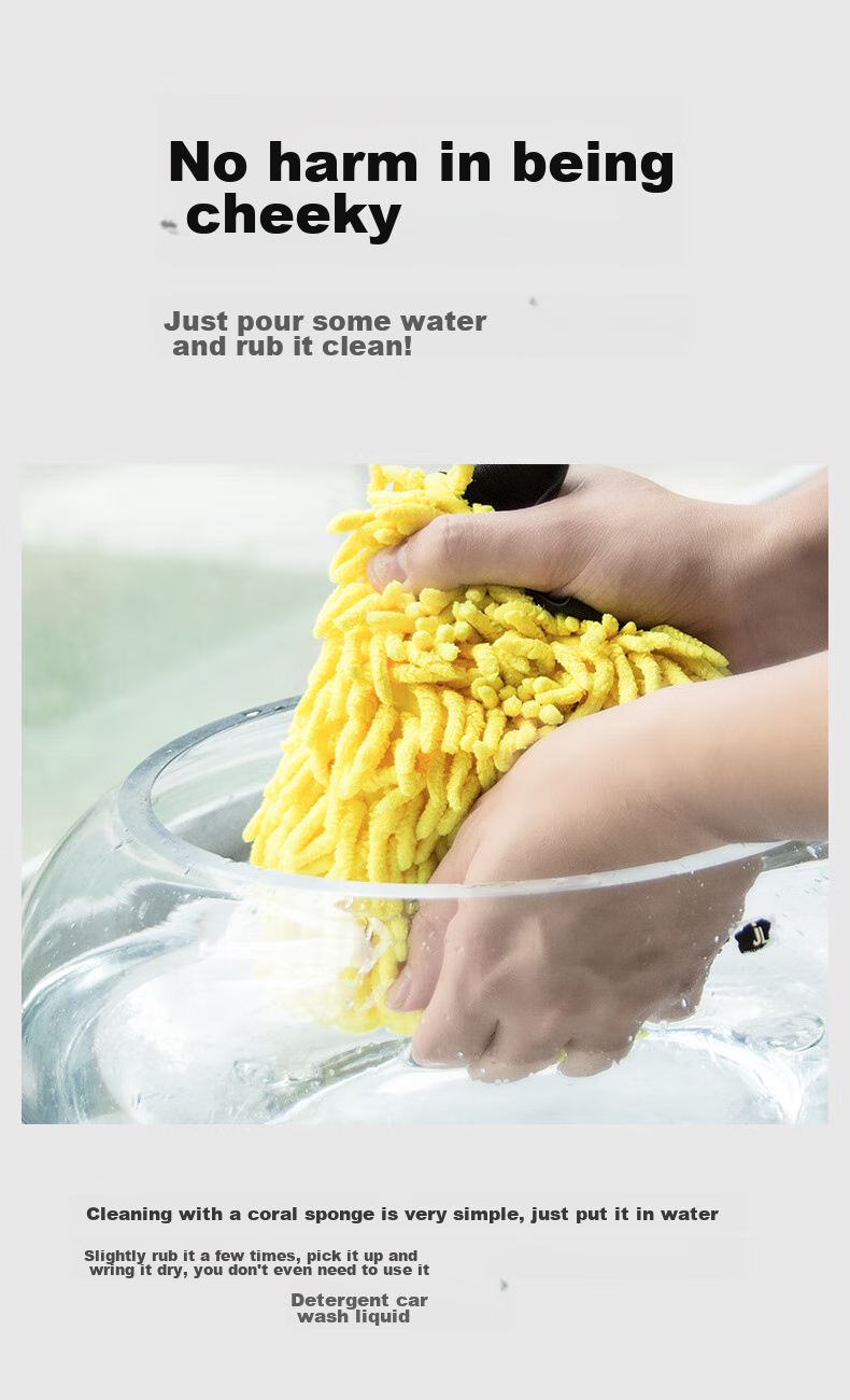 Astree Three-In Chenille Car Wash Gloves, Double-Sided Waterproof, Specialized for Car Cleaning without Damaging Paint, Elastic Cuffs with Ultra-Fine Fiber, Car Washing Cloth And Accessories 8
