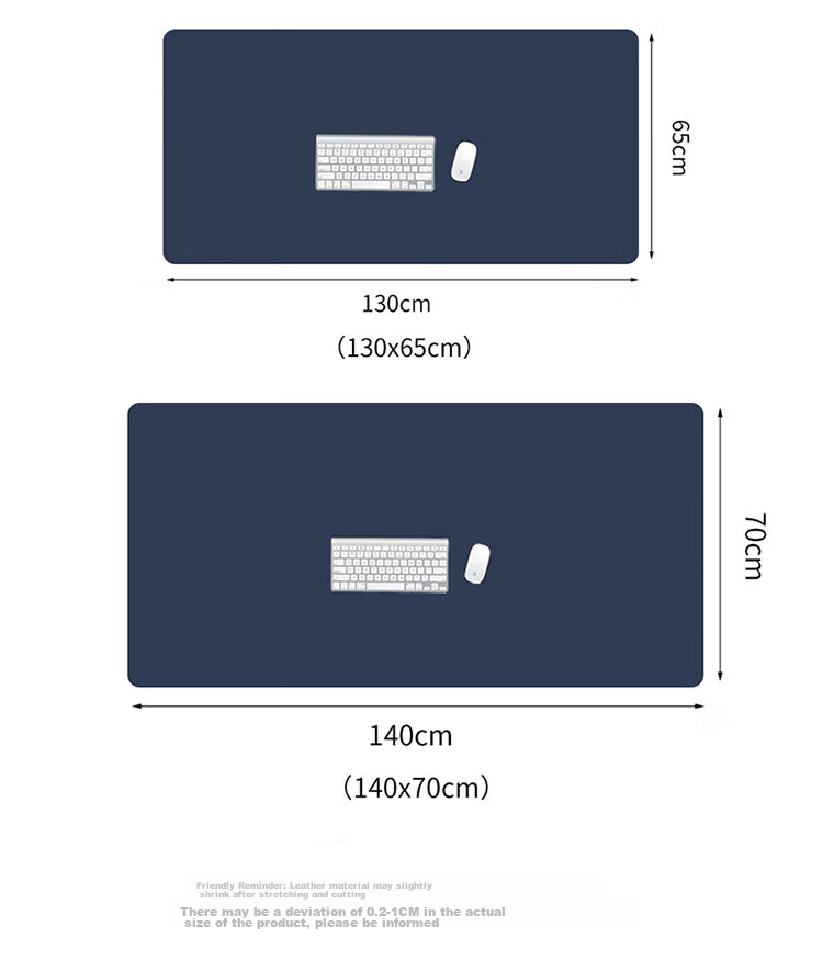 JPLAYER Mouse Pad 120x60 Office Desk Mat Laptop Mat Keyboard Mat Double-Sided Leather Customizable Navy Blue + Yellow 17