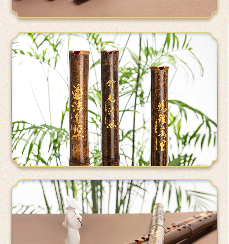 HAMDUN HUANXIANG Purple Bamboo Flute, Handmade Premium One-Section Eight-Hole Natural Short Flute, G Key, Professional Performance Beginner Entry-Level Flute for Adults, Ethnic Wind Instrument 13