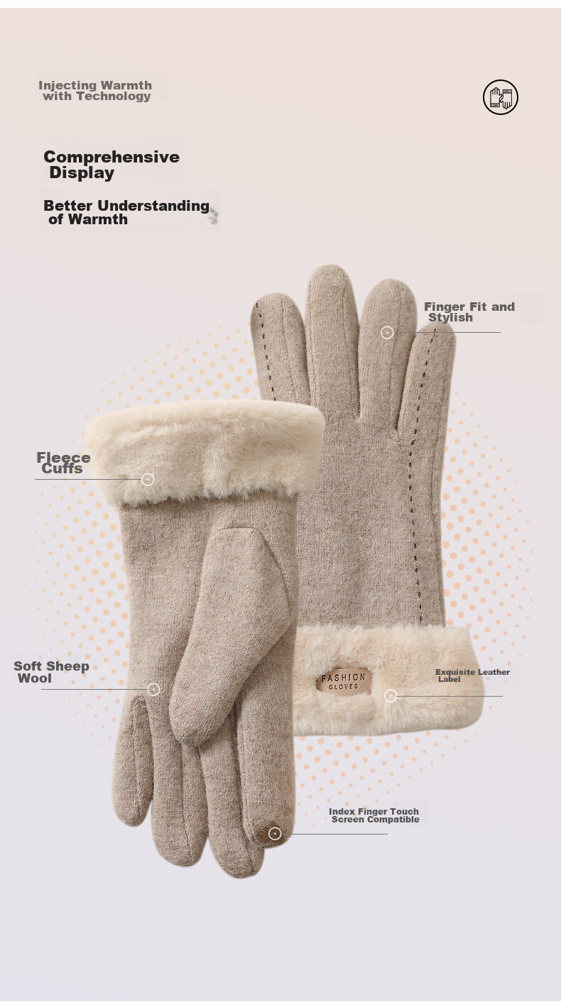 MISSION UV Sheepskin Warm Gloves for Women, Thick And Fleece-Lined for Winter, Autumn And Fall, Suitable for Cycling And Driving, Windproof And Cold-Resistant, Touchscreen Compatible 5