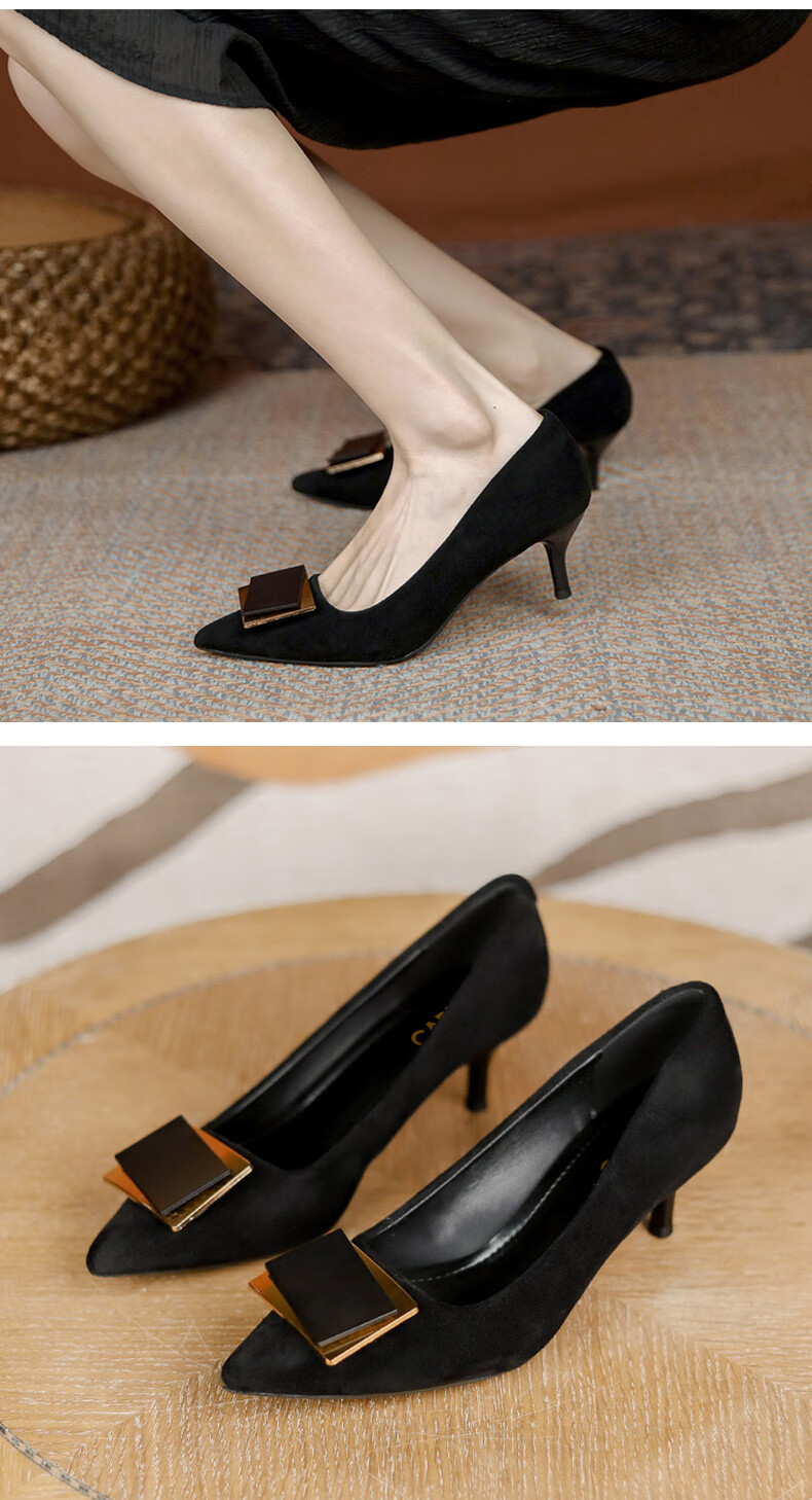CARTELO Thin Heel High Heels, Comfortable Black Shoes, KCC-6688 Black (3cm), Size 33 7