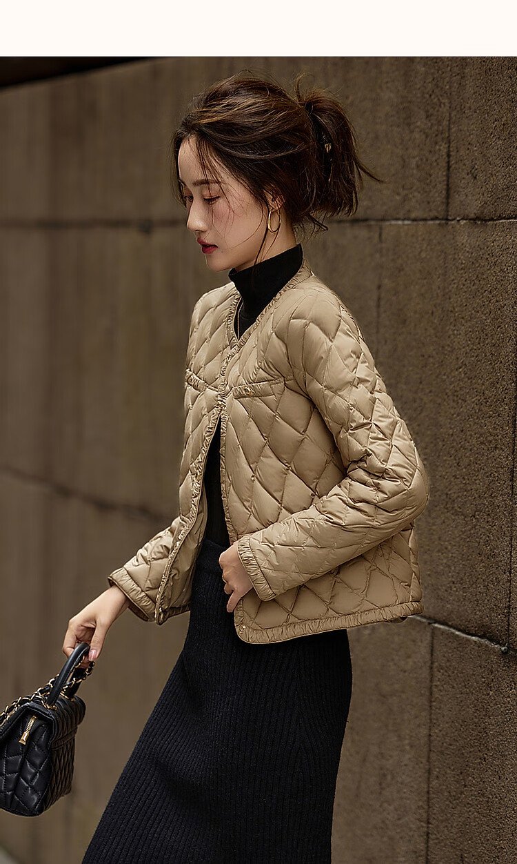 Dme [Qianjin Madeline] Winter Chanel-Style Lightweight Cloud 90% Duck Down Coarse Tweed Filling Puffer Jacket for Wome 19