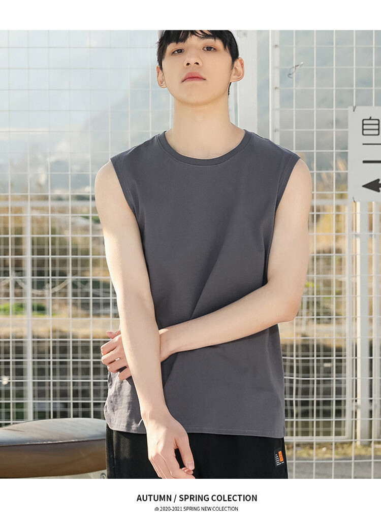 I'M DAVID Men's Sports Tank Top, Summer Round Neck Sleeveless Ice Silk Hong Kong Style Casual Solid Color Top T-Shirt for Men, White, L 10