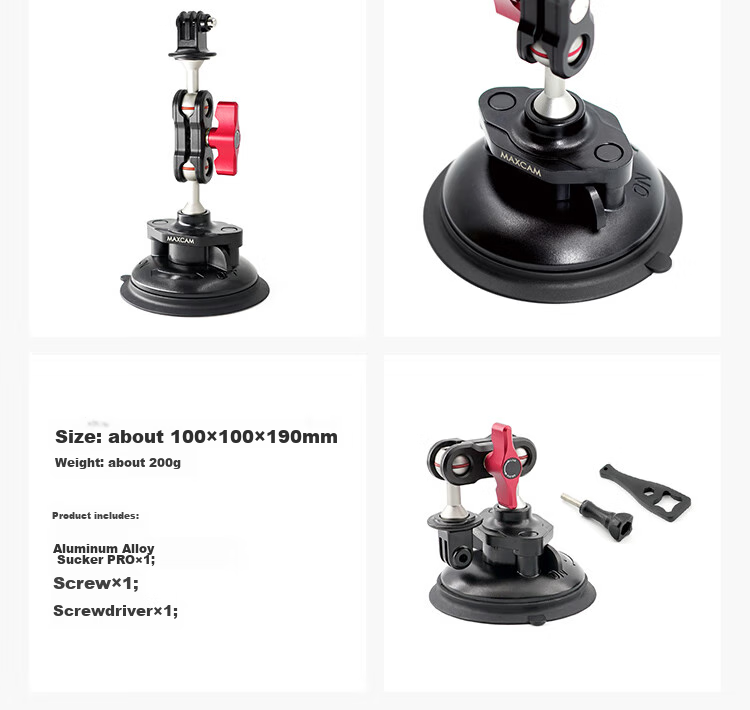 MAXCAM/Maisikamu Compatible with GoPro Ace Pro 2/GoPro 13/12/11/10/9/8/7 Action Cameras, Car Suction Cup Glass Mount, Vehicle-Mounted Bracket Accessories 17