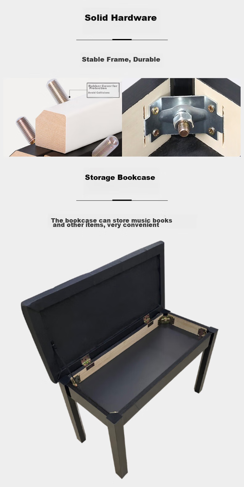 San Carlo Double-Person Bookcase Bench, Digital Piano, Electronic Keyboard, Guzheng Universal Model, Black Gift Package Versio 7