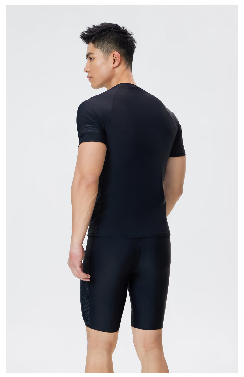 Li-Ning Men's Professional Two-Piece Swimsuit, Surfing Suit for Hot Springs, Swim Trunks And Swimwear Set, Swimming Equipment, 8411 Black 3XL 14