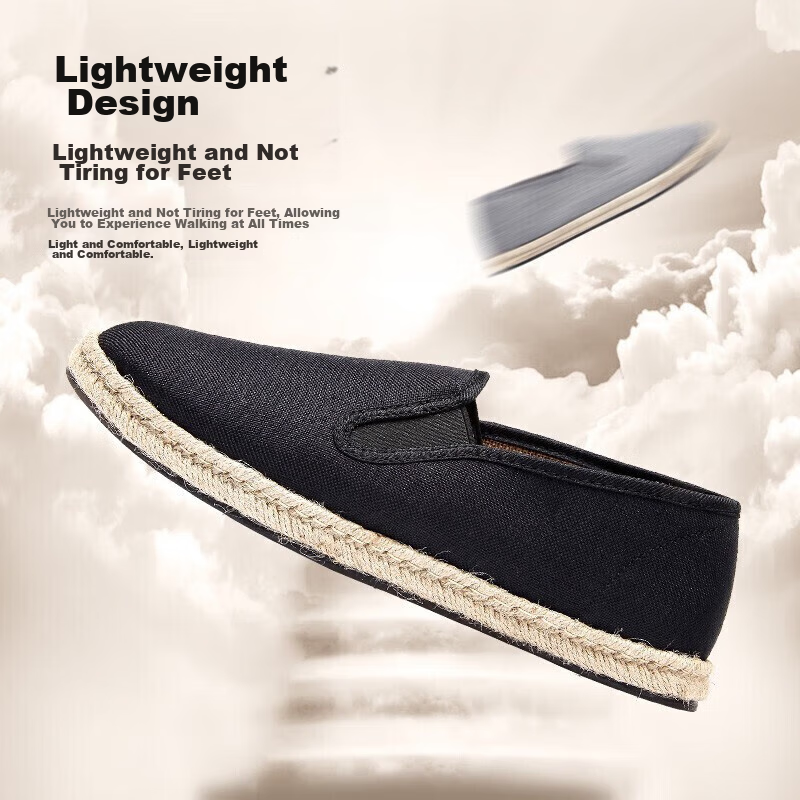 Кеды BUS HEYUAN Fisherman Shoes, мужские, повседневные, льняные, слипоны, старый Пекин, тканевые туфли, 93X-1027, черные, размер 38