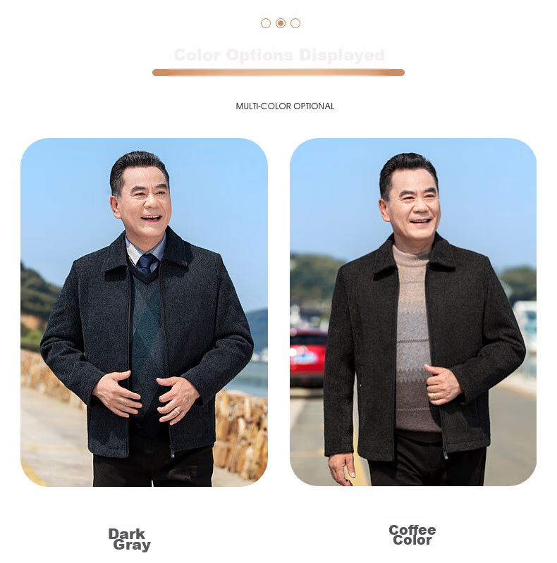 Baocaiyang Dad's Woolen Coat for Men, Spring And Autumn Thick Lapel Business Suit Jacket for Middle-Aged And Elderly 9