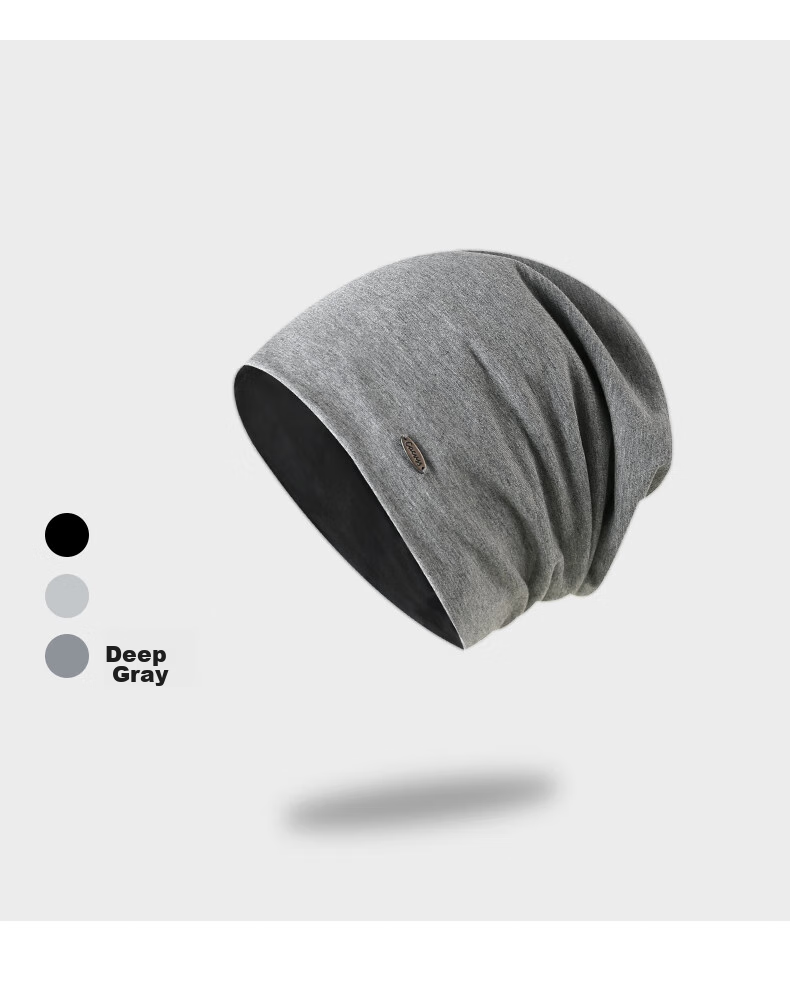 CACUSS Men's Hat, Spring And Autumn Thin Cotton Balaclava, Air Conditioning Sleeping Warm Maternity Cap, Black Medium 10