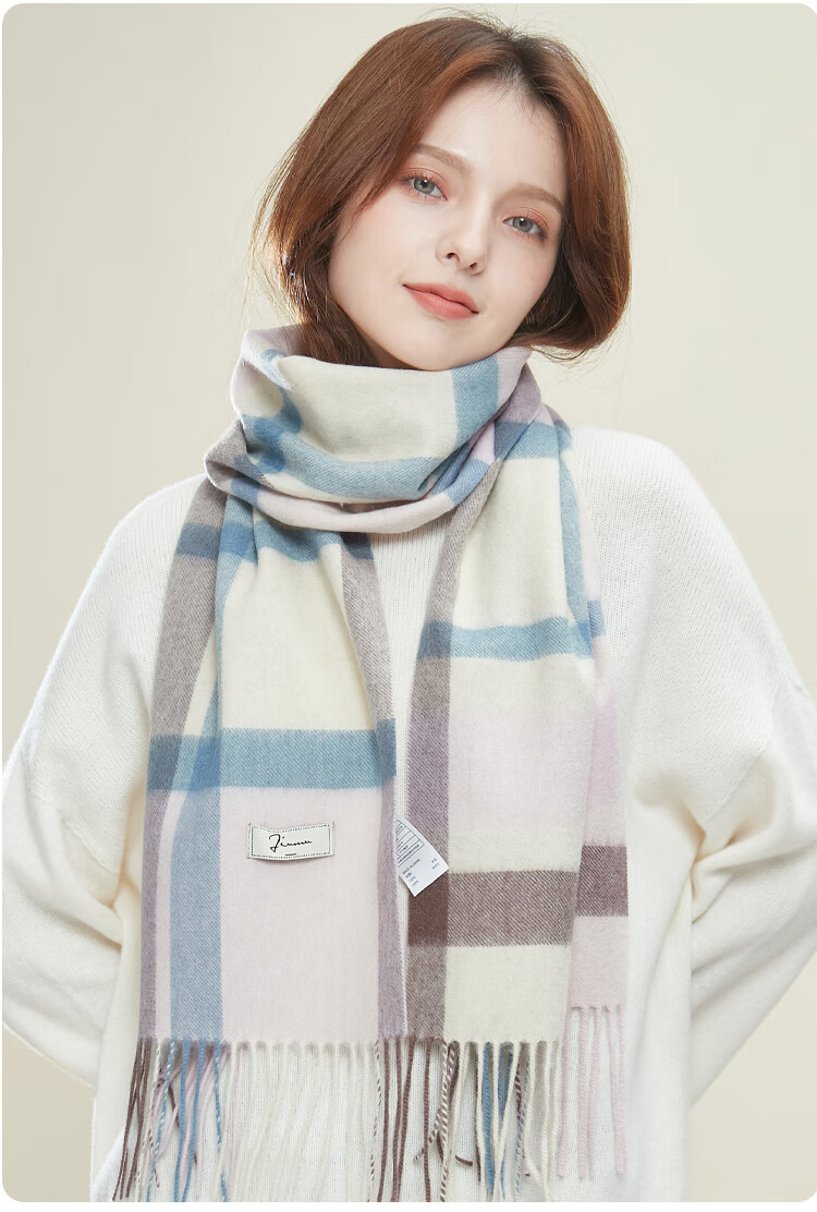 JIUMU Pure Wool Scarf for Women, Autumn And Winter Neck Warmer, Ladies' Warm Shawl, Gift for Women on Mid-Autumn Festival Or Birthday, Gift Box Packaging 37