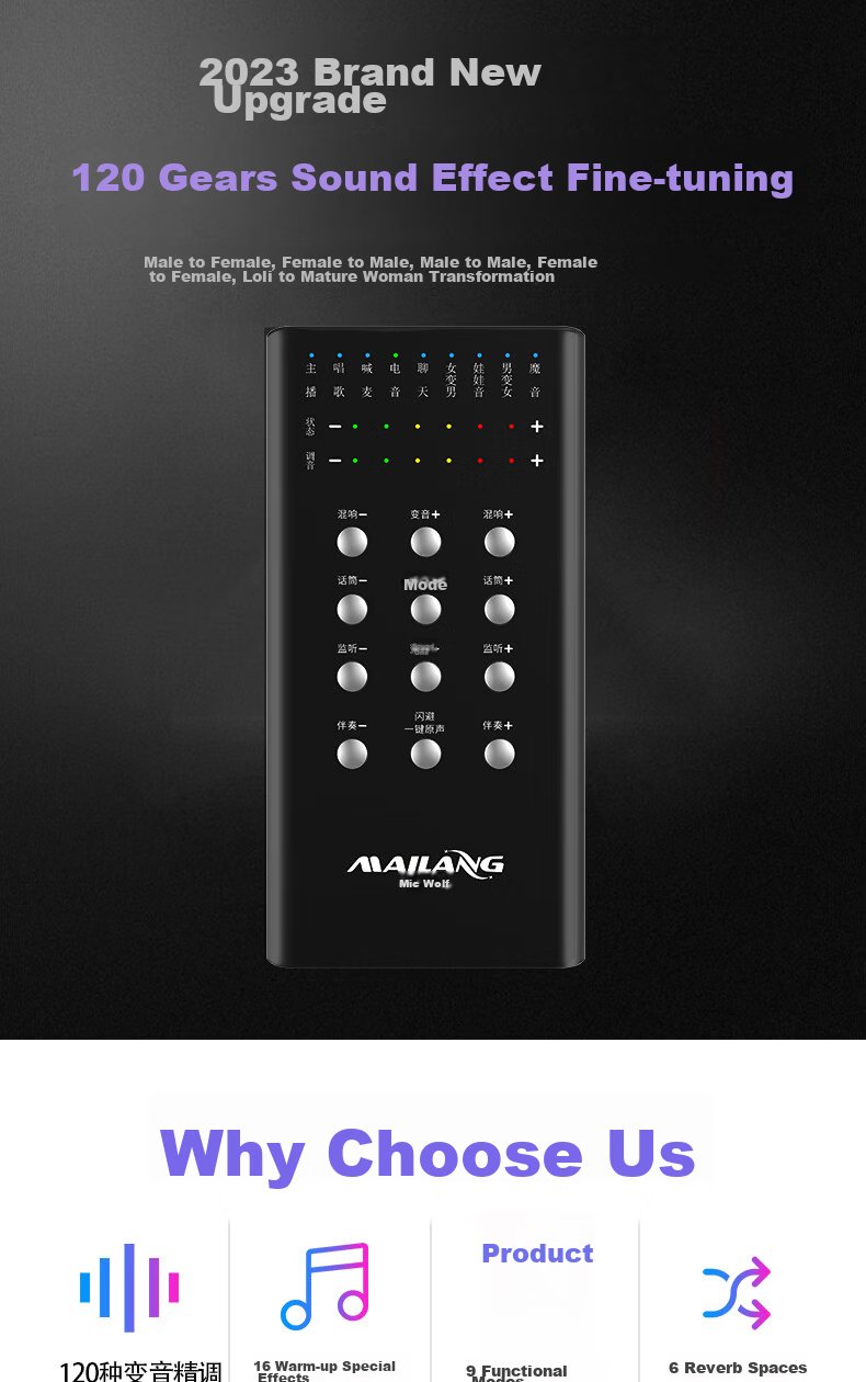 Mailang (Malau) S3 Voice Changer [Universal Version], Mobile Real-Time Voice Transformer for Male to Female And Male to Male, Live Streaming Karaoke Sound Card, Voice Call Computer Gaming Voice Modulator 1