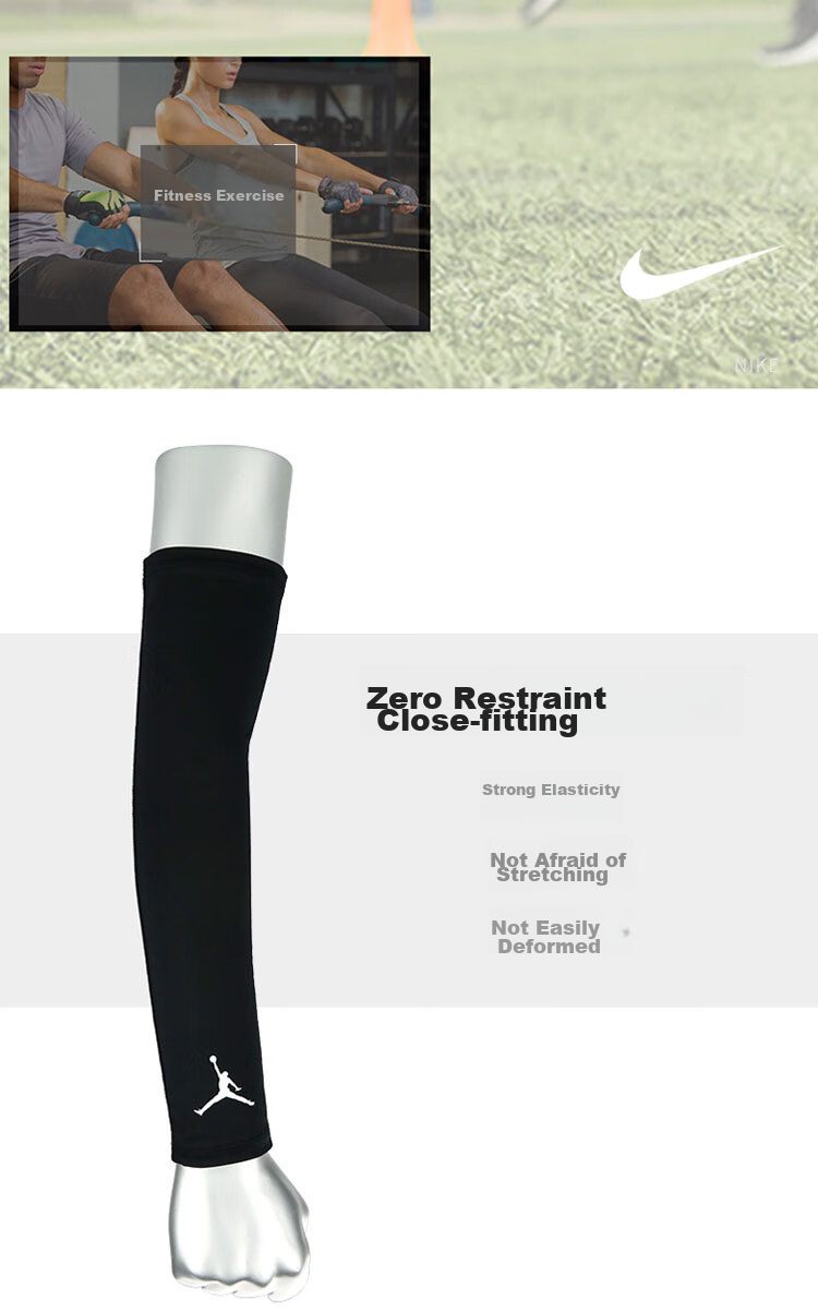 NIKE AJ Arm Sleeves, Sun Protection for Men And Women, Thin Arm Covers, Breathable Cycling Training Running Sleeves, JKS04101 White, 2 Pieces, LX 7
