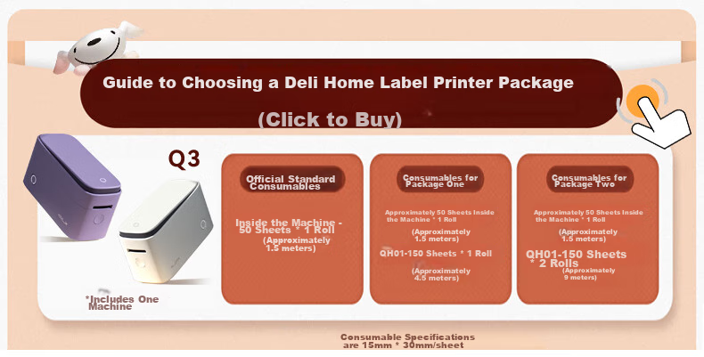 Deli Q3 Purple Portable Thermal Label Printer for Home Use, Journal Name Tags, Storage Labels, Price Tags, Food Labels Printer, 300dpi High-Definition, Mobile Phone Connectio 1
