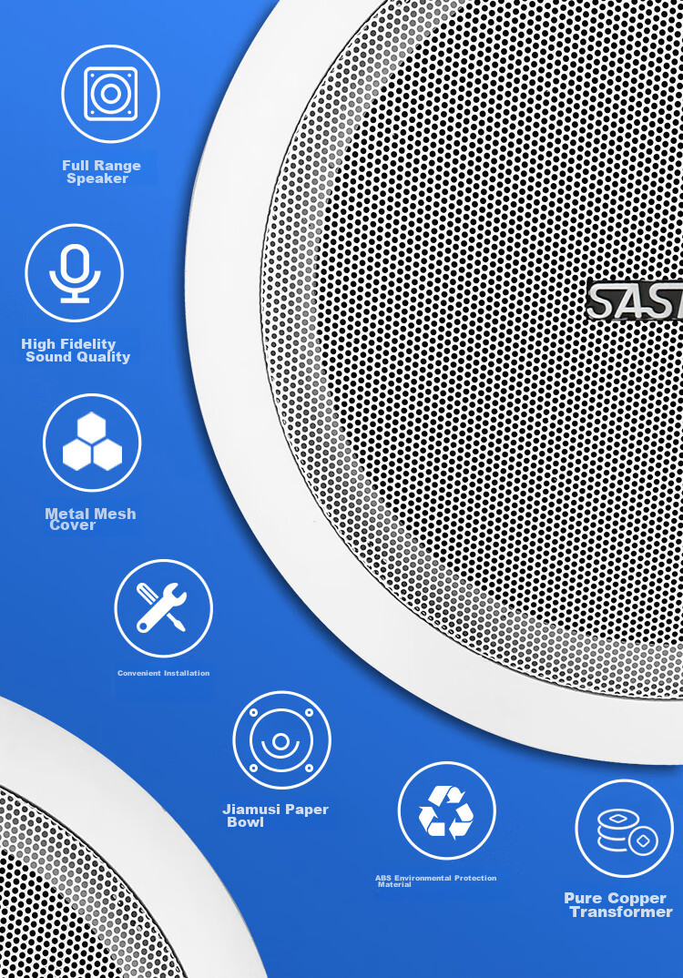 SAST 5-Inch Ceiling Speaker Set, Bluetooth Constant Voltage Amplifier, Recessed Suspended Ceiling Speakers, Commercial Use for Shops And Meetings, Public Address System, Background Music, Home And Living Room Speaker Combinatio 8