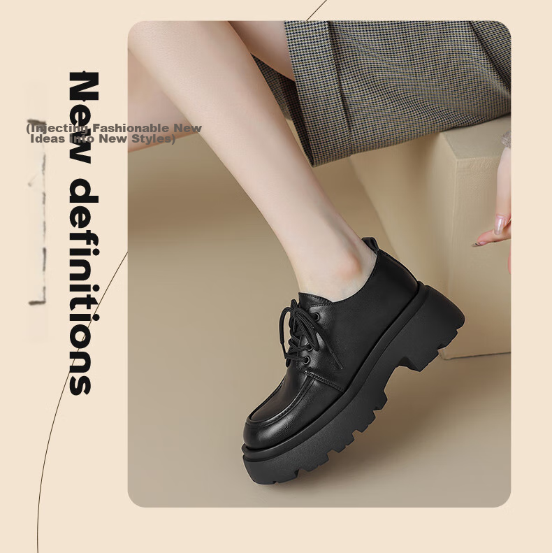 ZHR Loafers for Women, Preppy Style, Youthful Thick-Soled Flats, Soft And Cute Big-Headed Versatile Women's Shoes, PJF01, Black, Size 38 14