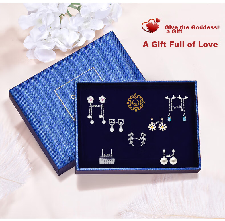 Dijing 999 Sterling Silver Earrings for Women, 2026 New Style Birthday Gift for Girlfriend, One-Week Stud Earrings, Ear Ornaments, Ear Drops 5