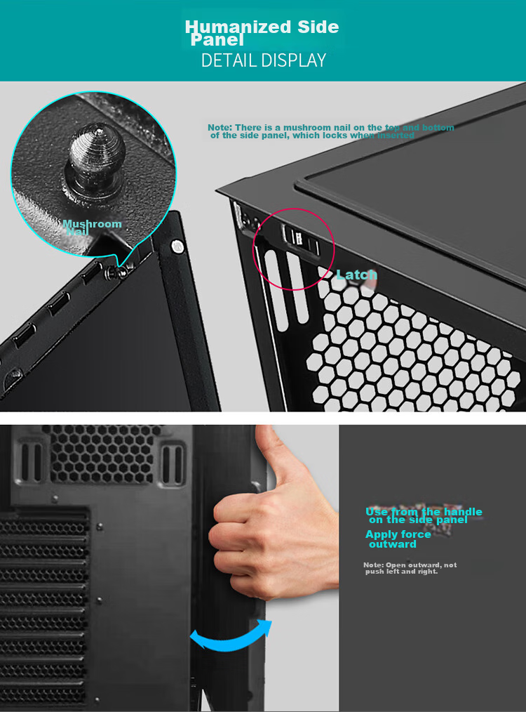 Huntkey GX750A Predator White Gaming Case (Exquisite Iron Mesh/Steel Glass Side Panel/360mm Water Cooling/12 Fan Positions/ATX Motherboard/40 Series Graphics Card) 9