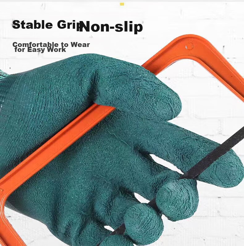 SHENGLI Work Gloves, Gardening Gloves, Wear-Resistant, Non-Slip, Thin, Latex-Coated, Highly Elastic, Breathable Rubber Gloves, for Handling And Work, ND150S, 12 Pairs 9
