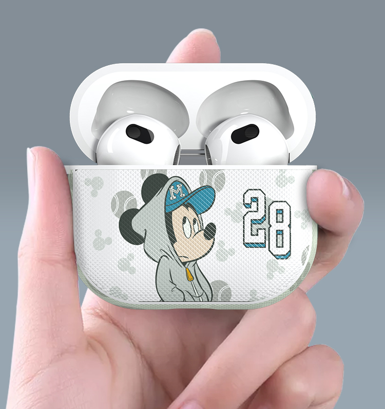 ESCASE AirPods Third Generation Protective Case, Apple Third Generation Earphone Case, Bluetooth Box Cartoon Wireless Silicone Texture Soft Trendy Earphone Accessory, Men's Personalized Creative Full Body Style, Gray 10