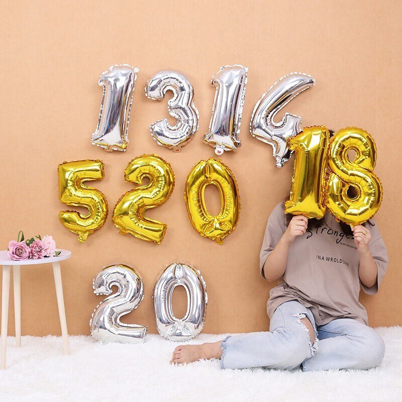 Цифровые воздушные шары Jiayan 16 дюймов, золотой цвет, набор из 5 штук (цифры 0-4), для дня рождения, юбилея, праздничного декора