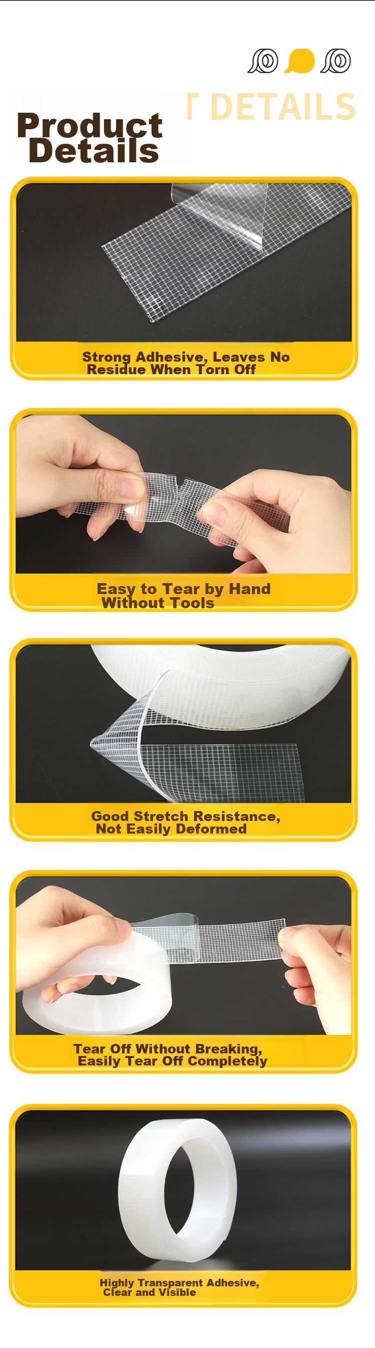 TANGO Office Double-Sided Tape, Nano Adhesive Tape, Traceless, 30mm*3M*0.8mm*1 Roll, Spring Festival Couplets 2026, Strong Adhesive Tape for Home And Car Use, Double-Sided Tape for Couplets 2