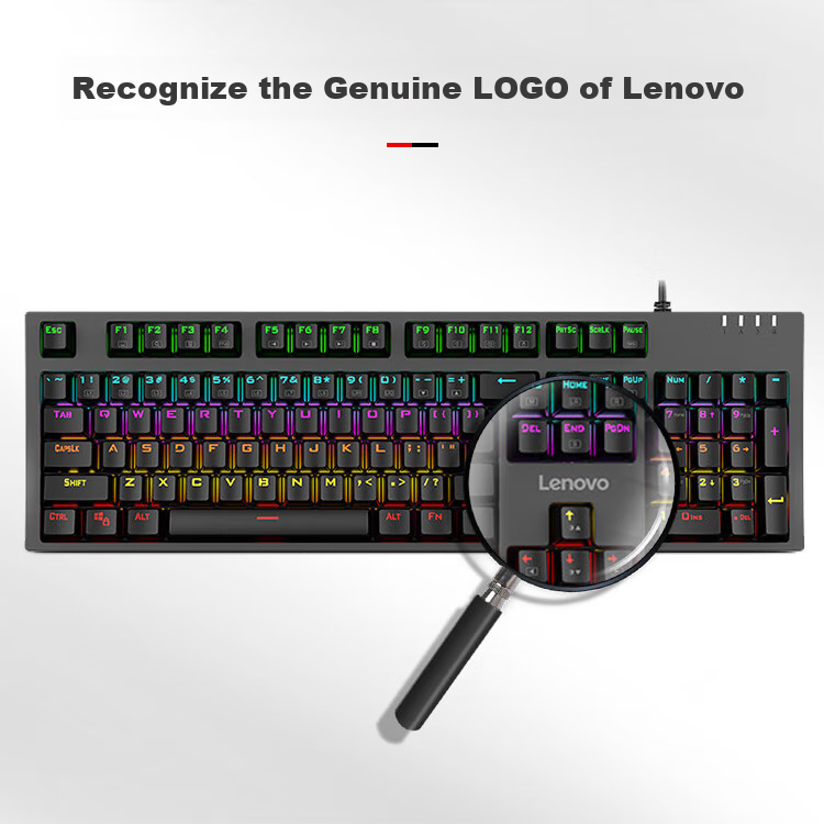 Lenovo K104 Wired Mechanical Blue Switch Keyboard with RGB Lighting Effects, Compatible with Lenovo Legion R9000P/Y7000 Gaming And Office Use, 104 Keys, PUBG Keyboard, Black Blue Switch 1