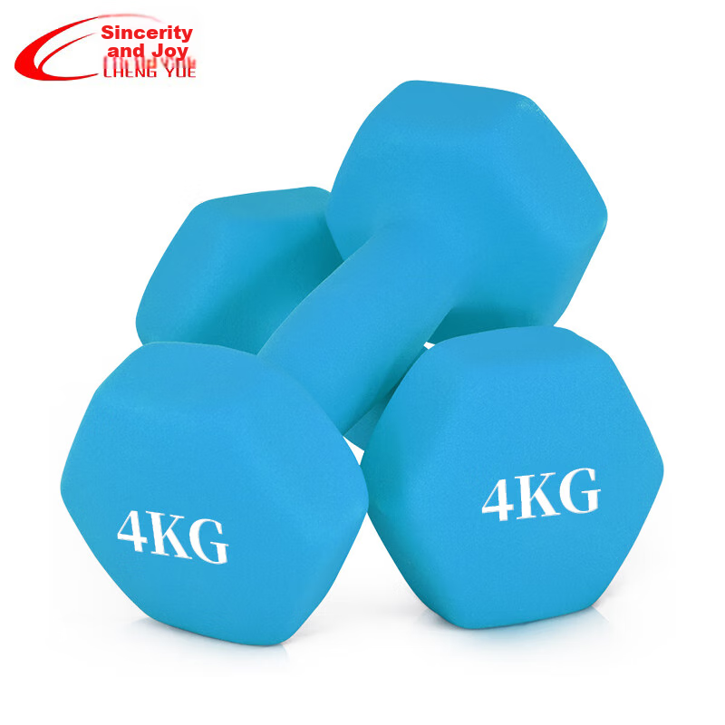 Chengyue Color-Coated Dumbbells for Men And Women, Home Fitness Shaping Equipment Set, 4kg*2 Light Blue CY-529
