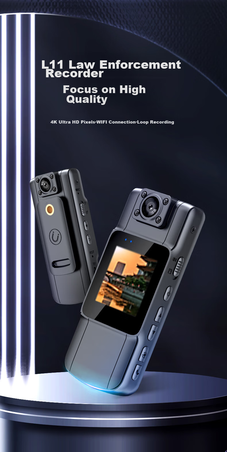 Mengduofu Body-Worn 4K High-Definition Law Enforcement Camera, Small Chest-Mounted Cycling Sports Camera for Meetings And Inspections 5
