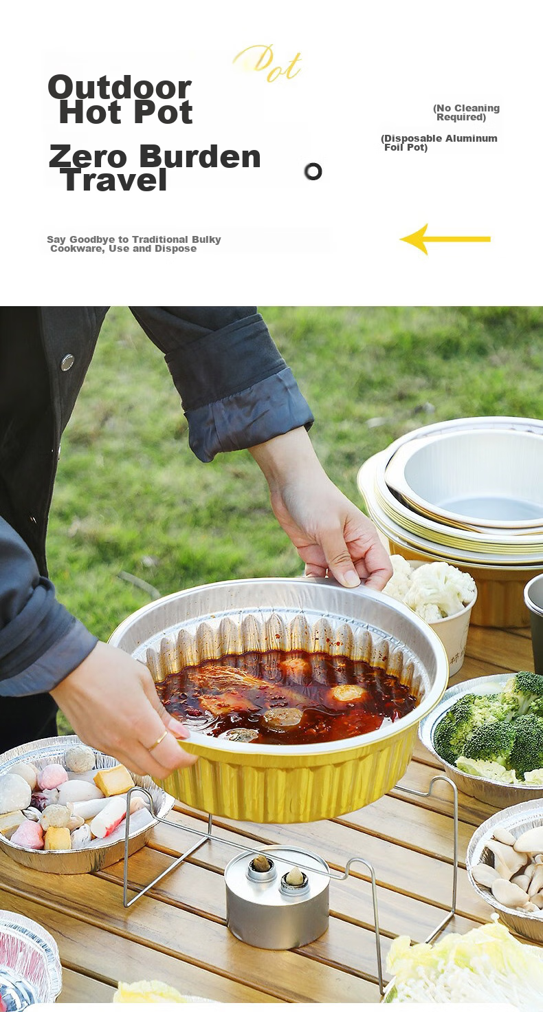Tangzongkuai Disposable Aluminum Foil Containers, 1130ml*10 Pieces, with Lids, Outdoor Tin Foil Pots, Thickened Hot Pot Takeout Boxes, Picnic Containers 6
