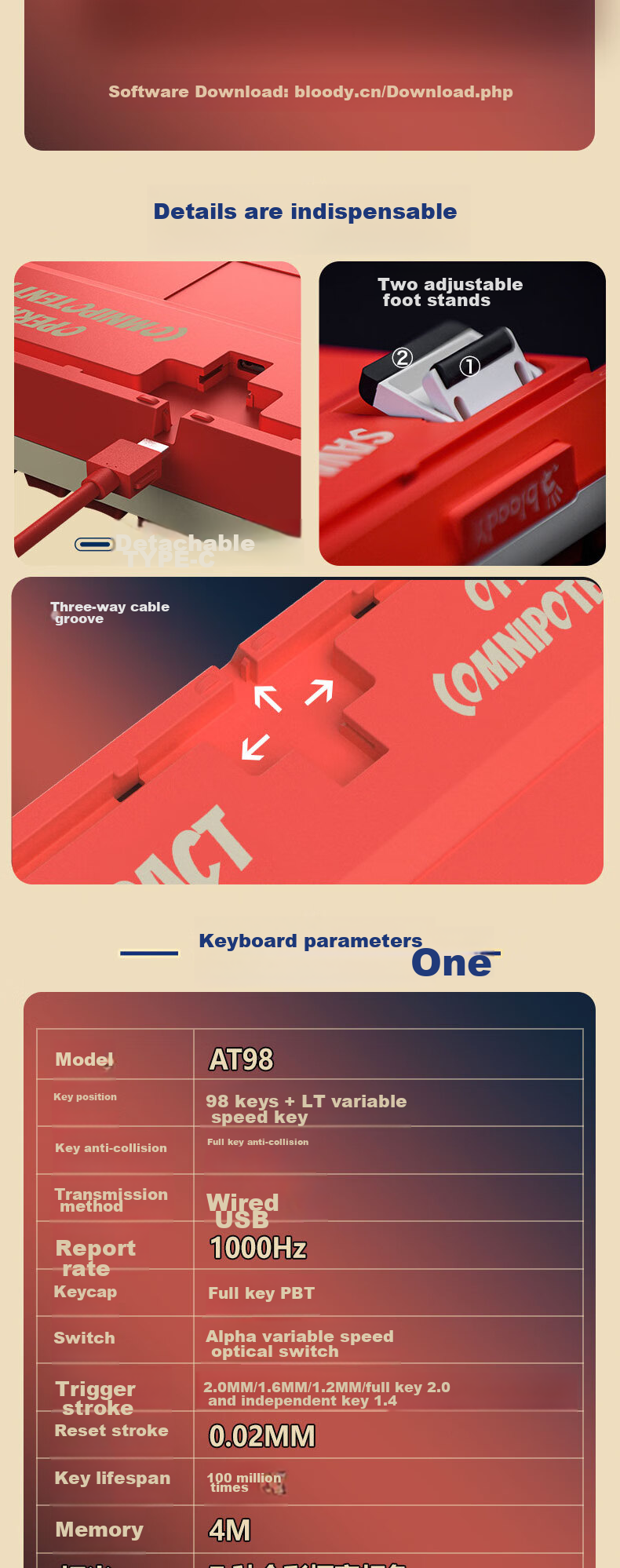 A4TECH AT98 99-Key Mechanical Keyboard Wired Gaming Keyboard Mechanical Gaming Keyboard Specialized Optical Switch Keyboard for Esports And Gaming Yanmoubu Light Switch Niuzhengzhe Wired 10