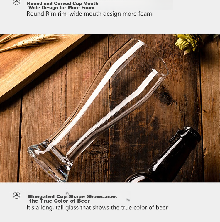 Pasabahce Beer Glasses, Imported Blown Glass, Extra Large Capacity, Lead-Free Glass, for Draft Beer, Juice, Drinks, Water Cups, 665ML, 2 Pieces, 42756 15