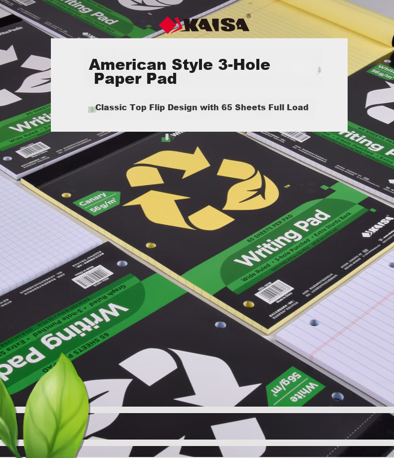 KAISA Three-Ring Notebook A4+/65 Sheets American-Style Lined Notebook, Thin Crisp Pages, White, 3-Ring Binder, DIY Loose-Leaf, 3 Books 1