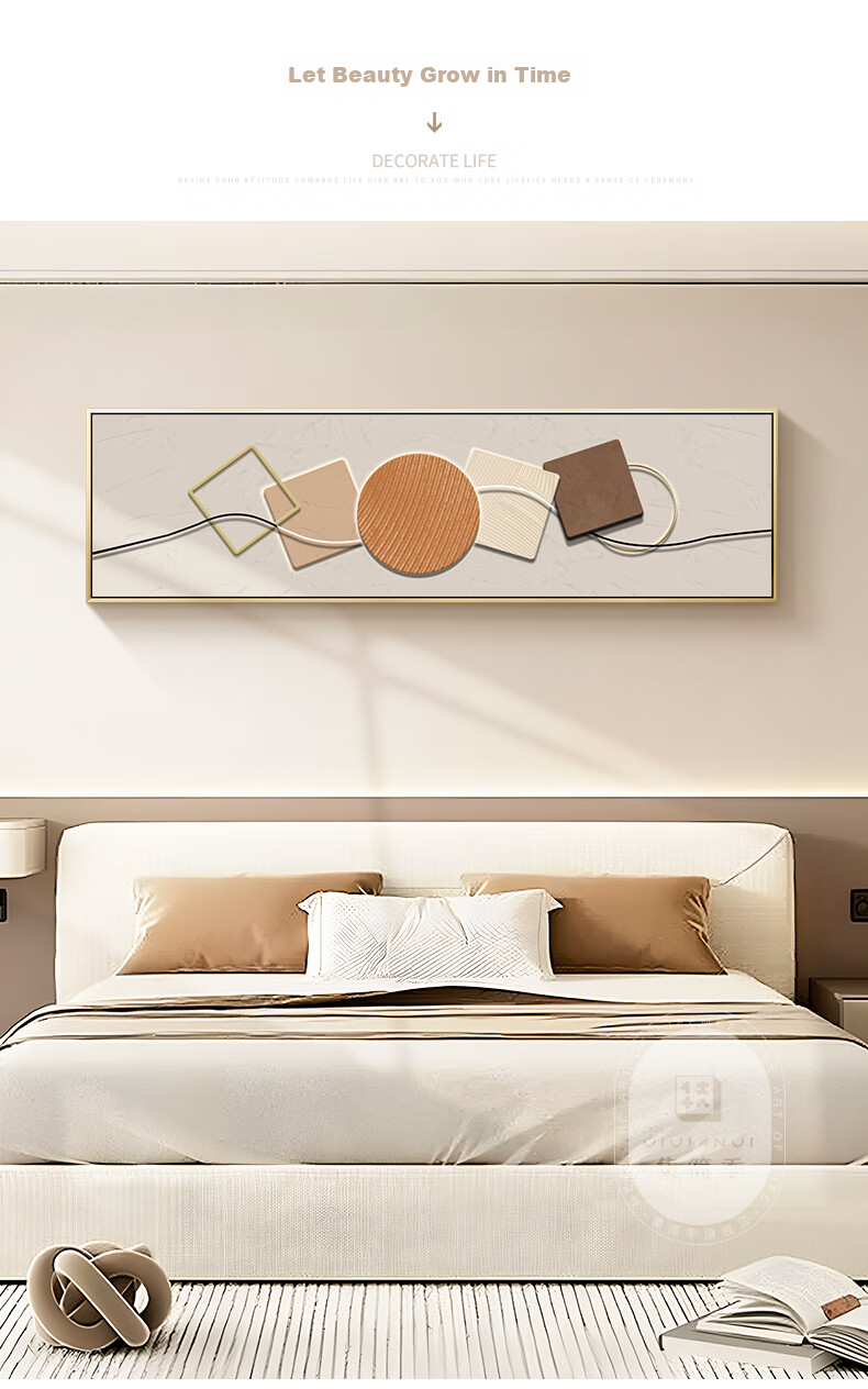 JIJUANJI Stone Fortune Bedroom Bedside Decorative Painting, Modern Light Luxury Horizontal Banner, Elegant Abstract Simple And Stylish Master Bedroom Wall Art 11