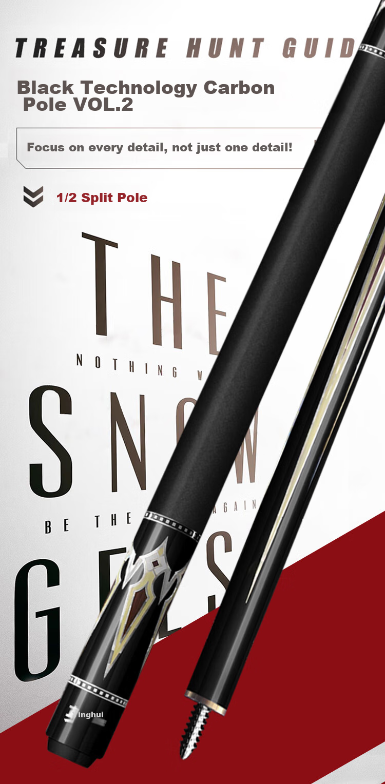 INVUI Pool Cue Tip, Chinese Black 8 High-Tech Carbon Fiber Detachable Billiard Cue with Cue Case CR10 1