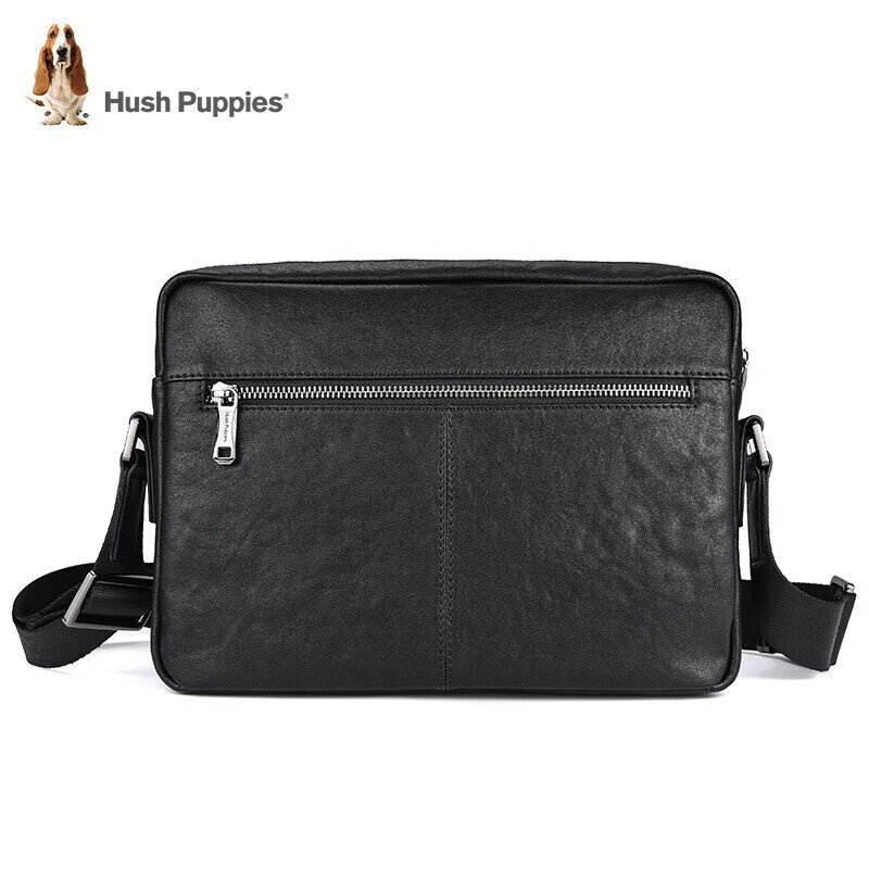 Hush Puppies Shoulder Bag for Men, Horizontal Cowhide Leather Large Capacity Casual Trendy Messenger Bag, Birthday Gift