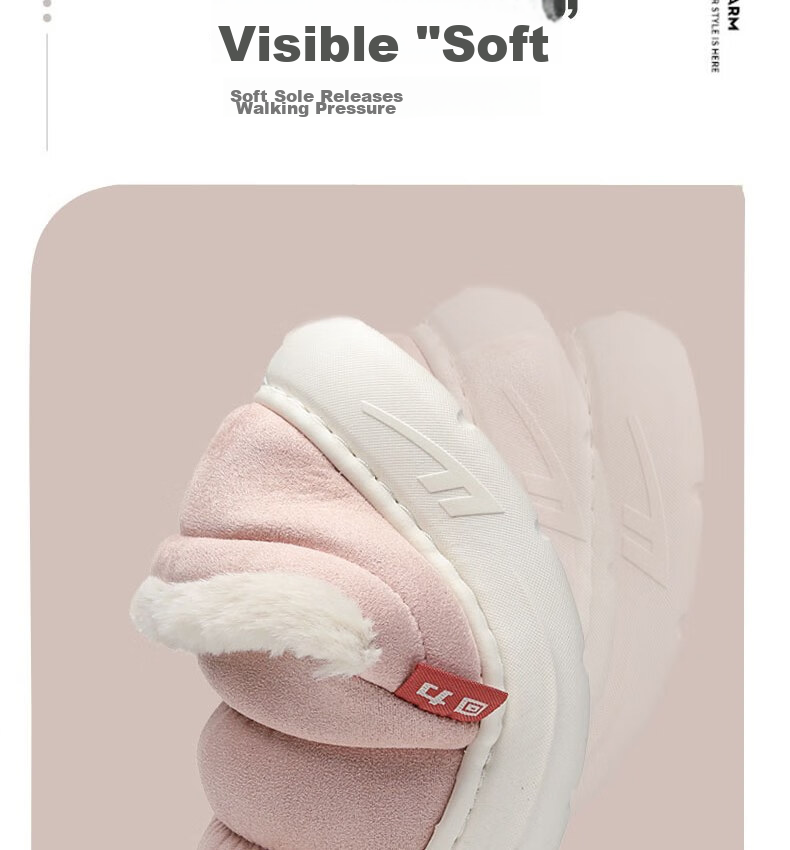 Huili Cotton Slippers with Cotton Lining, Warm And Thick, Suitable for Indoor And Outdoor Wear, Non-Slip, HL0795, Pink, Size 38-39 11