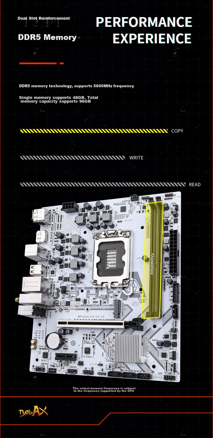 Colorful BATTLE-AX H610M-GHA WIFI D5 V20 Motherboard, DDR5 Compatible with 12490F/13100 (Intel H610/LGA 1700) 4