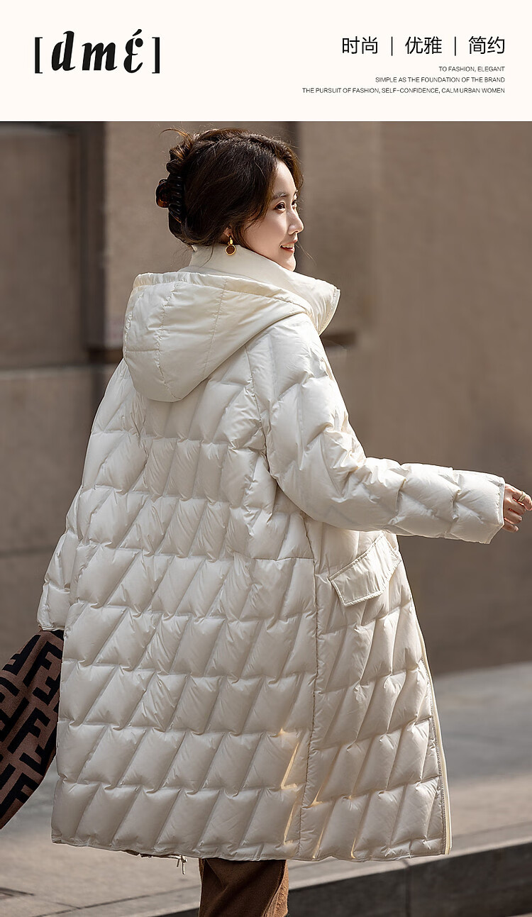 Dme [Yingfengsuixue] Winter 400T Spring Yafang Geometric Pressure-Laminated 90% Duck Down Hooded Warm down Jacket for Wome 1
