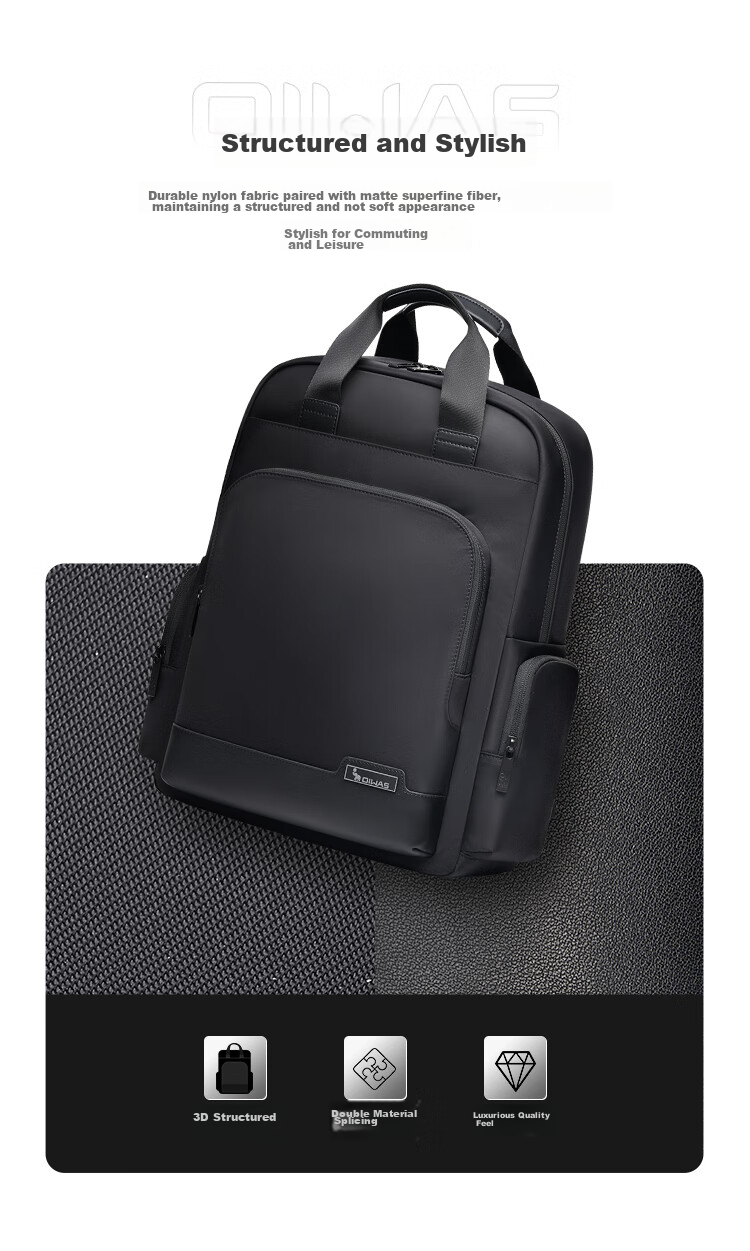 OWAS Pioneer Series Backpack for Men, Commuter Bag, Fashionable Business 15.6-Inch Laptop Bag, Travel Leisure Bag 9